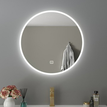 智能浴室鏡圓形鏡子掛墻衛生間帶燈LED觸摸屏感應防霧發光壁掛鏡[DD150110]