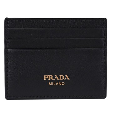 PRADA 1MC025 經典燙金LOGO簡約隨身卡夾.黑