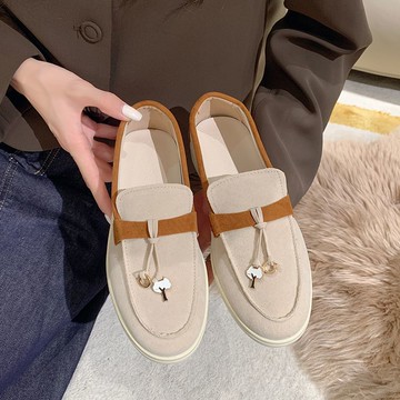 樂福鞋平底單鞋豆豆鞋女拼色超軟輕便一腳蹬懶人大碼春季新款【聚寶屋】