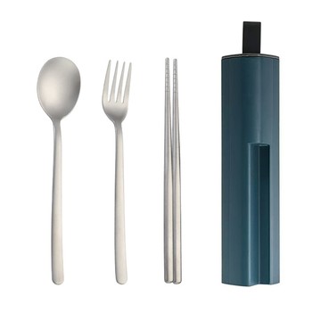 【媽媽咪呀】純鈦磨砂環保便攜餐具組 鈦筷子 鈦湯匙 鈦叉子 手機支架餐具收納盒筷子+湯匙+叉子+手機支架收納盒(白色)