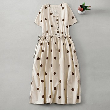 ＊ORead＊收腰顯瘦a字裙日系簡約波點洋裝(圖片色M~2XL)【限定加碼✿全館滿額再折】