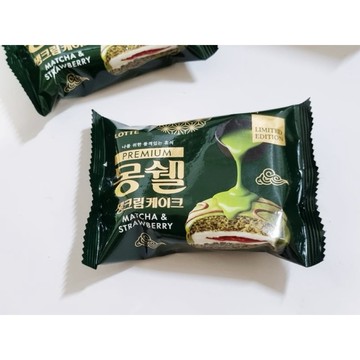 韓國 LOTTE 樂天 限定版 抹茶草莓生奶油蛋糕｜Moncher Premium 生鮮蛋糕｜綠茶控必吃(拆售單包）