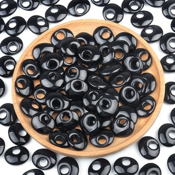 1763-16x20mm黑瑪瑙邊孔大孔圈圈吊墜diy耳環項鍊飾品配件材料