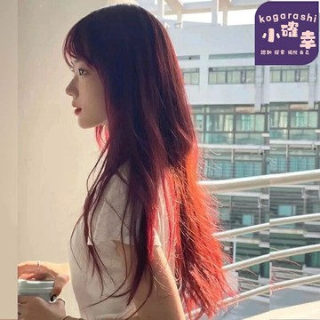 【自然高溫絲】女士假髮 長髮假髮 齊劉海假髮 整頂假髮 紅色假髮 高溫絲材質 透氣不悶熱 夏日造型首選