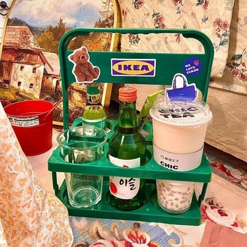 啤酒籃子 啤酒籃 汽水籃 美式復古啤酒收納架復古綠啤酒籃手提籃可摺疊啤酒框酒架6瓶拎架