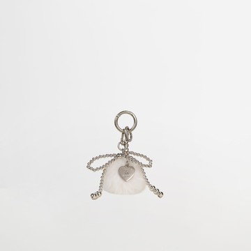 珍珠蝴蝶結毛球吊飾