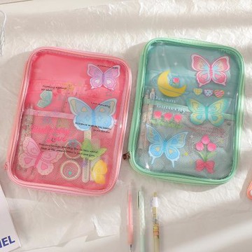 ins韓版少女PVC透明平板電腦包卡通蝴蝶ipad收納包11寸平板內膽包