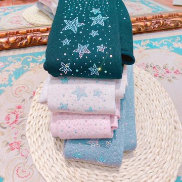 秋冬款加絨加厚燙鉆打底棉褲襪星星七彩鉆石絲襪超閃加密羊絨襪子