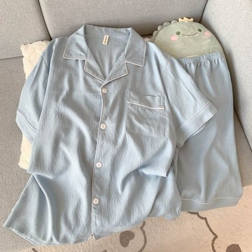 ✨精選好物✨夏天大碼仿棉短袖雲朵棉睡衣男款夏季可外穿青少年男生家居服套裝 睡衣夏季短袖薄款雲朵棉可外穿大碼居家服套情侶