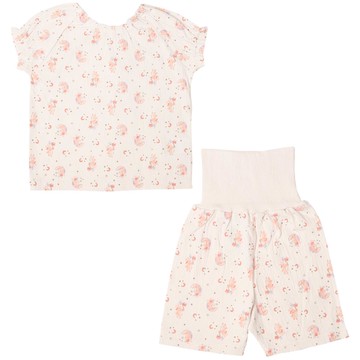 akachan honpo - 套頭式短袖家居服-穿衣練習 兔子-粉紅色