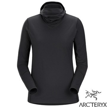 【ARCTERYX 始祖鳥】女 Rho LT 彈性透氣登山健行保暖連帽套頭衫.上衣_29958 黑