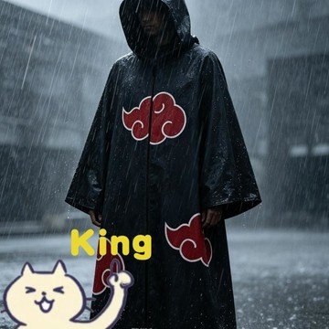 動漫印花連帽拉鍊雨衣 拉鍊穿脫長袖披風款式 男女通用卡通 cos 扮裝服 防潑水防水耐刮面料 雨天通勤漫展角色扮演穿搭