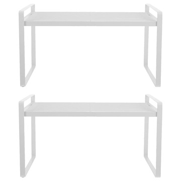 德利生活 分層伸縮置物架 L(36-60 x 28 x 26cm)  白色  2個