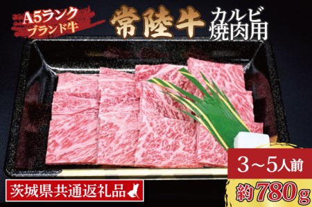 常陸牛 カルビ 焼肉用 約780g (3～5人前) 茨城県共通返礼品 ブランド牛 茨城 国産 黒毛和牛 霜降り 牛肉 冷凍