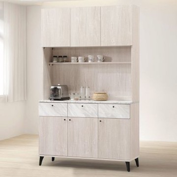 文創集 高盛利4尺六門三抽雙色高餐櫃組合-120x40x198cm免組