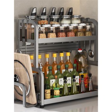 槍灰廚房調味品置物架臺面筷子刀架多功能調料品不銹鋼多層收納架