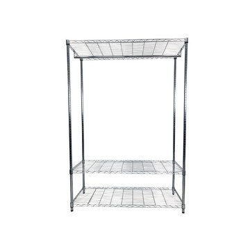 Top queen 【Top queen】45 x 120 x 180 cm 三層鐵力士鍍鉻萬用收納架-含衣桿