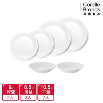 【美國康寧】Pyrex 靚白強化玻璃6件式餐盤組-F03