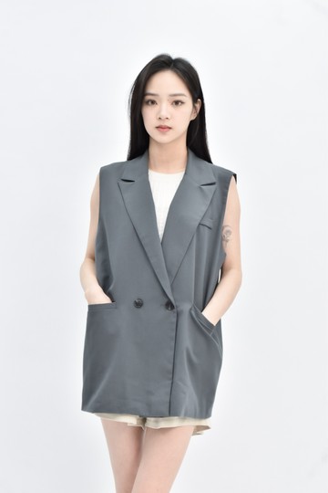 (L) 【董仔私服】dazy西裝無袖灰色外套