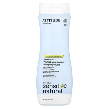 ATTITUDE, 燕麥敏感天然、豐盈、光澤洗髮精，無香型，16 液量盎司（473 毫升）