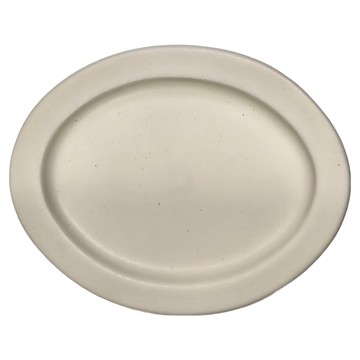 日本 美濃燒 簡約 寬邊橢圓小盤 瓷  13 x 10 x 1.2cm  白色  1個