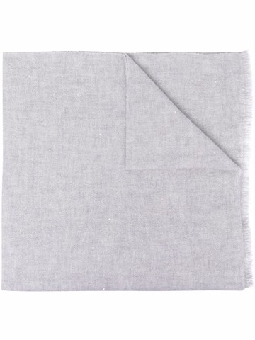 Brunello Cucinelli - frayed-edge cashmere scarf - women - Polyester/Cashmere/Silk - One Size - Grey