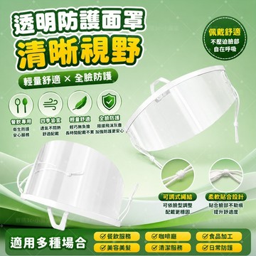 【健康防護】🔥餐飲透明口罩 廚師炒菜防飛沫 一次性面罩 食品口罩 防霧防口水口罩 衛生塑膠口罩 易清洗 防飛沫面罩