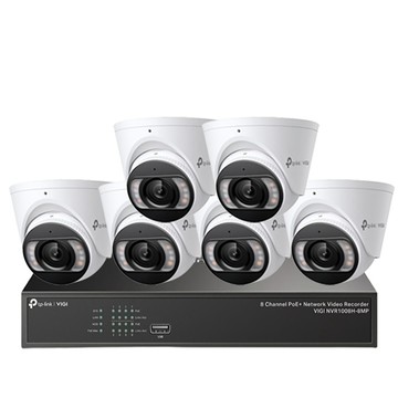 TP-Link 昌運監視器 組合 VIGI NVR1008H-8MP 8路 PoE+ 網路主機+VIGI C455 VIGI 5MP 全彩半球型網路攝影機*6