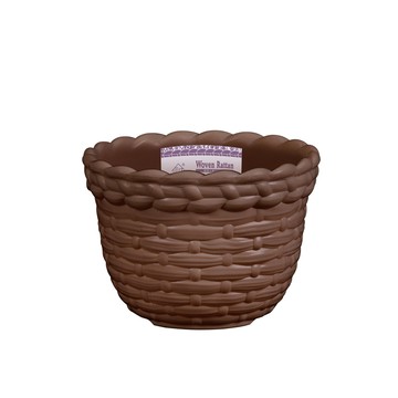 Queen Flowe藤編風格花盆5吋附底盤5入 咖啡