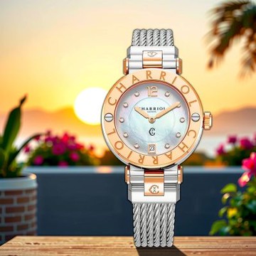 CHARRIOL 夏利豪 Navigator Cruise系列 珍珠貝鑽石鋼索女錶 新年開運 送禮推薦-36mm CR36SP.590.003