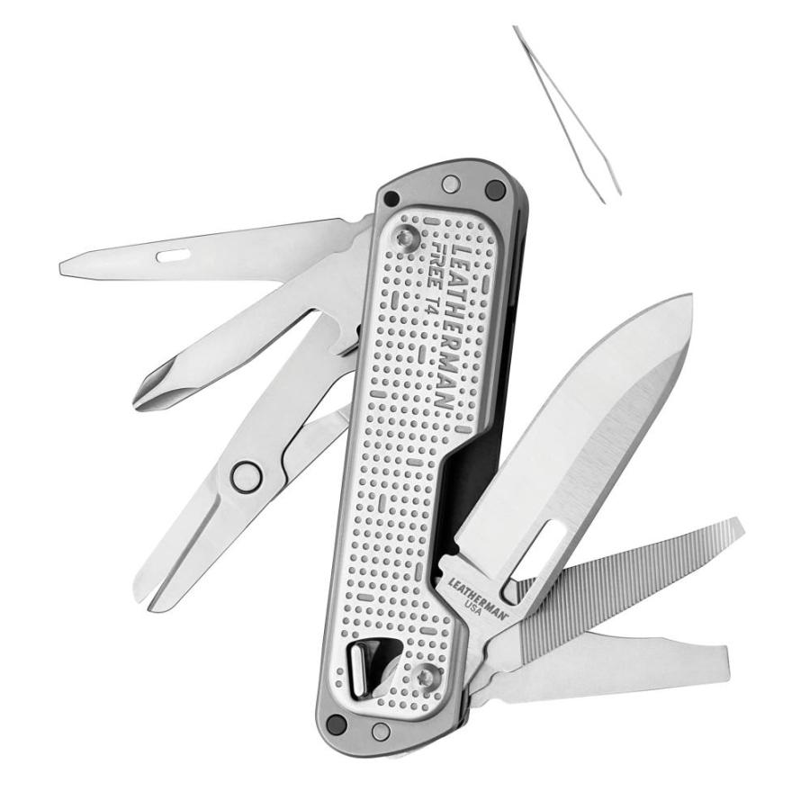 LEATHERMAN, FREE T4 Multitool and EDC Knife with Magnetic Locking and One H