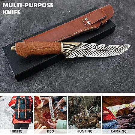 Veisky Professional Sharp Feather Boning Knives Handmade High Carbon Steel Kitchen Chef Cleaver Knife with Sheath for Outdoor Camping BBQ (6.5 inch)