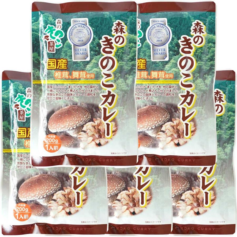 森のきのこカレー 5袋セット 1人前(200g) × 5袋 国産きのこ 椎茸 舞茸カレー 国産カレー 送料無料