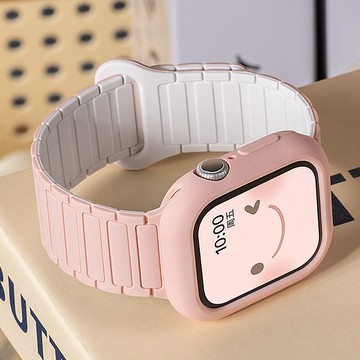 磁吸錶帶+矽膠軟殼 適用於 Apple Watch 10 9 8 7 6 SE 蘋果手錶帶 46mm 49mm 42mm