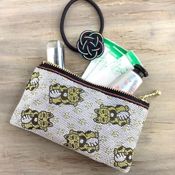 【銀色招財貓】榻榻米邊緣 扁平迷你小包 零錢包 卡片夾 招財小物 貓咪 銀色 幸運