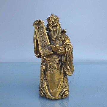 純銅元寶財神爺神像家用供奉店鋪喬遷禮品銅招財財神爺佛像擺件