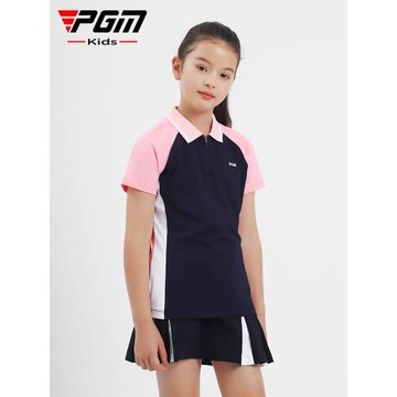 PGM兒童高爾夫服裝女童夏季運動短袖T恤年青少年時尚衣服童裝