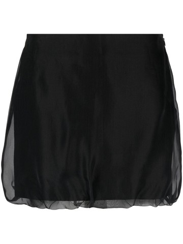 Blanca Vita - satin-finish silk miniskirt - women - Silk/Cotton/Elastane - 42 - Black