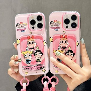 ins可愛卡通哭泣小女警插卡適用iphone16pro手機殼蘋果17新款15創意14pro女款13腕帶掛繩15promax防摔保護套