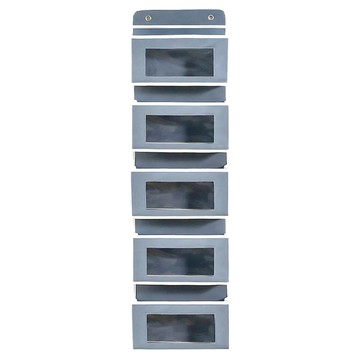 門後五層收納掛袋 不織布PVC鐵鉤材質 灰色/米色 含無痕掛勾+門板掛勾  118 x 32 x 9.5cm