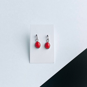 單隻耳針【寶石紅】景泰藍耳針純銀景泰藍景泰藍