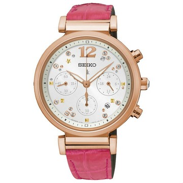seiko SK037 精工錶 V175-0DY0R (SSC840J1)薔薇三眼計時腕表/粉36.2mm｜樂天領券現折★全館特惠中★指定刷卡回饋10%