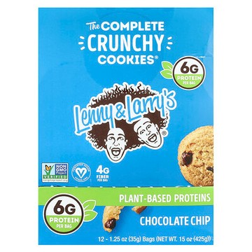 Lenny & Larry's, The Complete Crunchy Cookies®，巧克力碎，12 袋，每袋 1.25 盎司（35 克）
