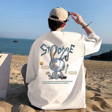 【真！隔日達！】240g重磅純棉短袖T恤新款寬鬆oversize百搭上衣落肩高街短t美式復古短袖五分袖tee潮牌印花t