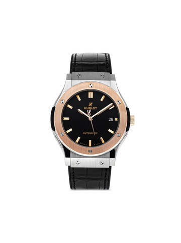 Hublot - pre-owned Classic Fusion 45mm - men - Titanium/Rubber/18kt Rose Gold - One Size - Black