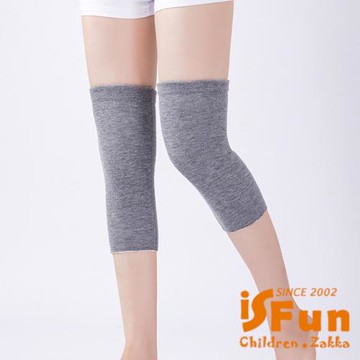 【iSFun】防寒神器 秋冬加絨羊毛保暖防寒防滑加長款護膝護腿套/灰色L號30cm