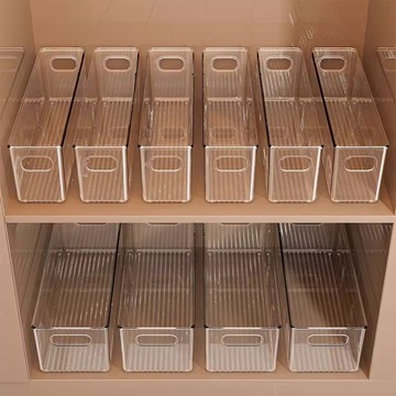 【簷下生活🏆現貨免運】零食雜物收納盒 長方形窄長型收納盒 亞克力收納盒 厨房收納盒 櫥櫃收納盒 透明收納盒 調料收納