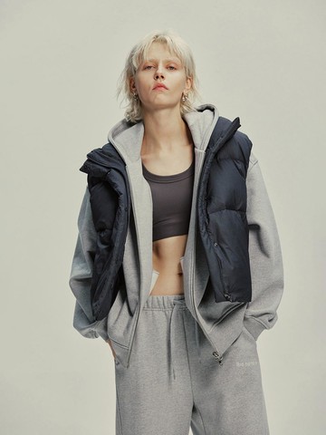 Premium Down Practical Nylon Vest [Charcoal]