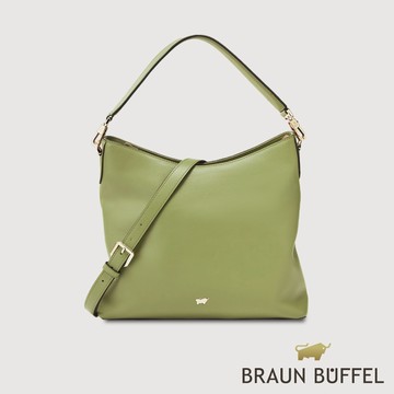 【BRAUN BUFFEL】蘿拉-M 大斜背包-酪梨綠(德國小金牛台灣總代理)/BF855-26-AVG