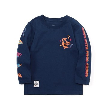 CHUMS 中大童 Kids Disco Time Brushed L/S T-Shirt長袖T恤 深藍色-CH211341N001